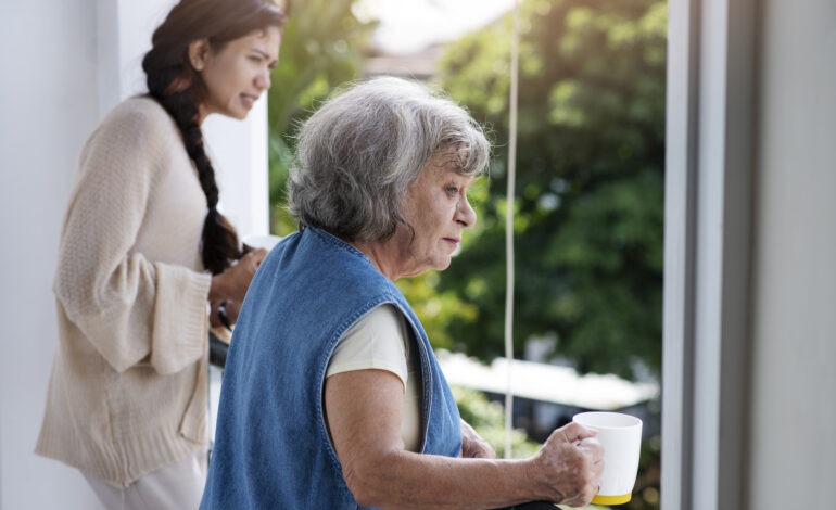 caregiver helping elderly summer